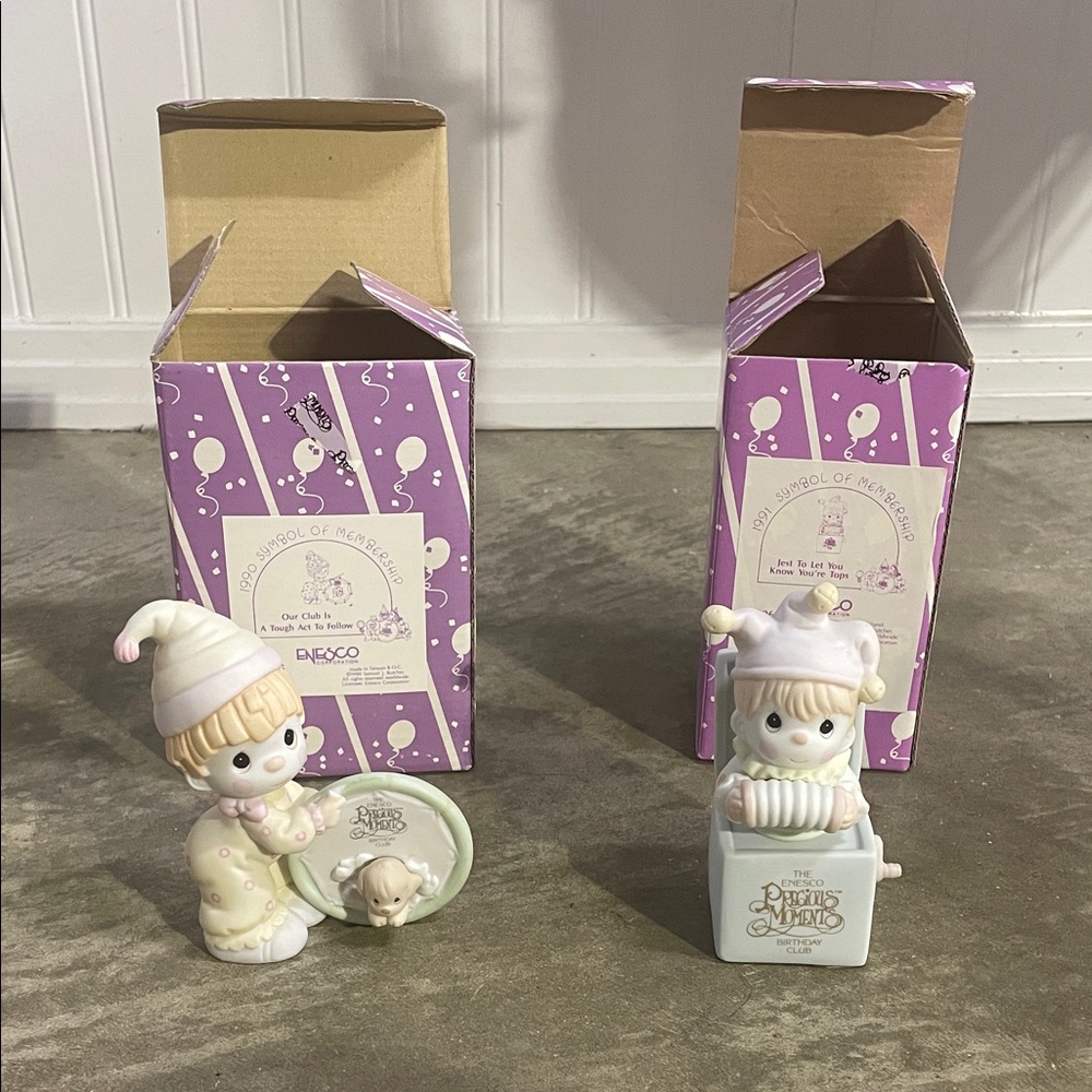 Precious Moments Adorable Figurine Pair - Cream and Green